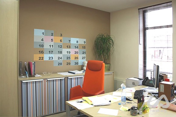 Realization. CEO's office. View of the wall-calendar